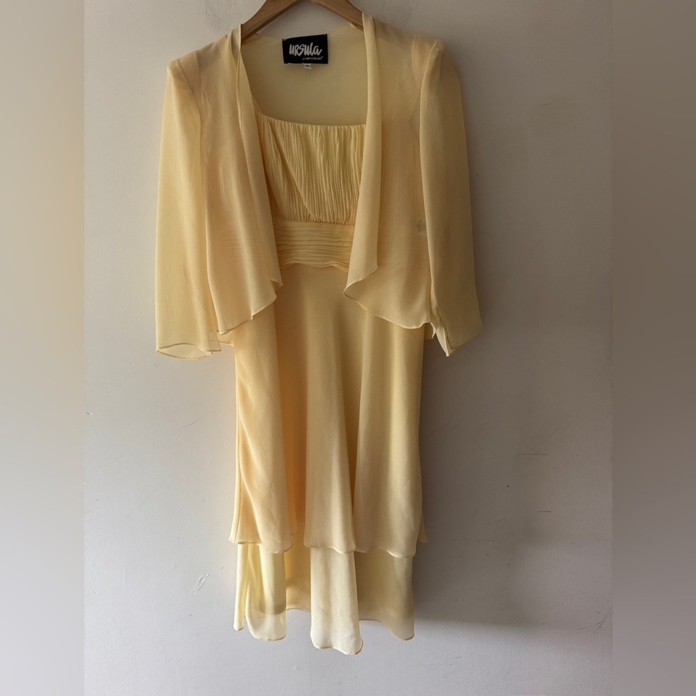 Ursula of Switzerland Stunning Mother of the Bride or Groom Yellow Chiffon Dress